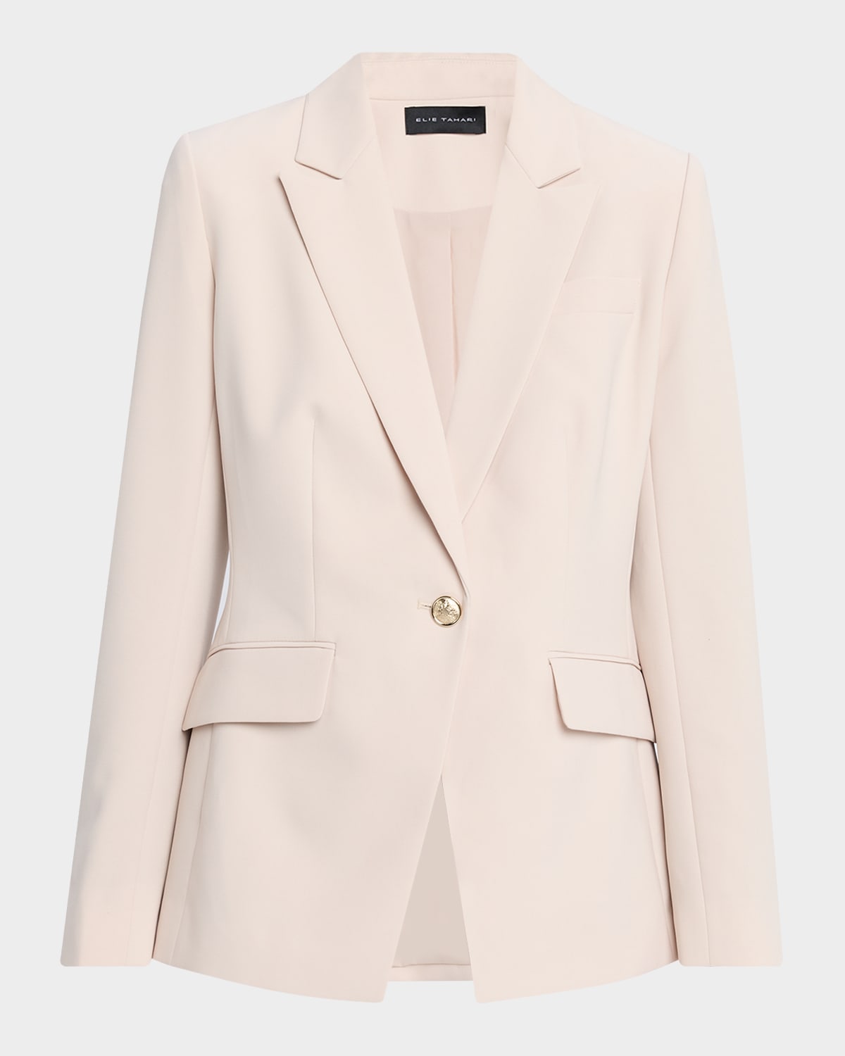 Elie Tahari The Ashton Ruched-back One-button Blazer In Neutral
