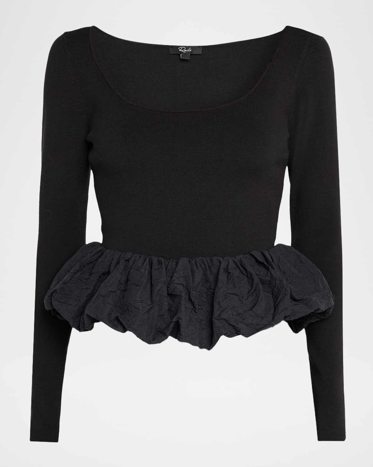 Rails Tillie Scoop-neck Bubble-hem Top In Black