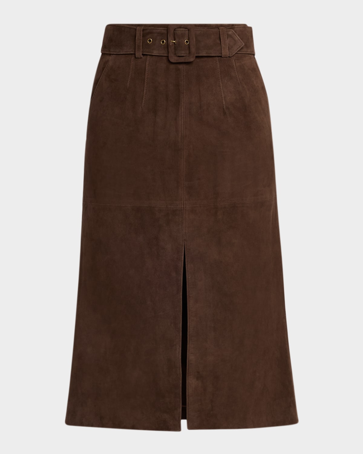 Veronica Beard Alexie Suede Midi Skirt In Brown