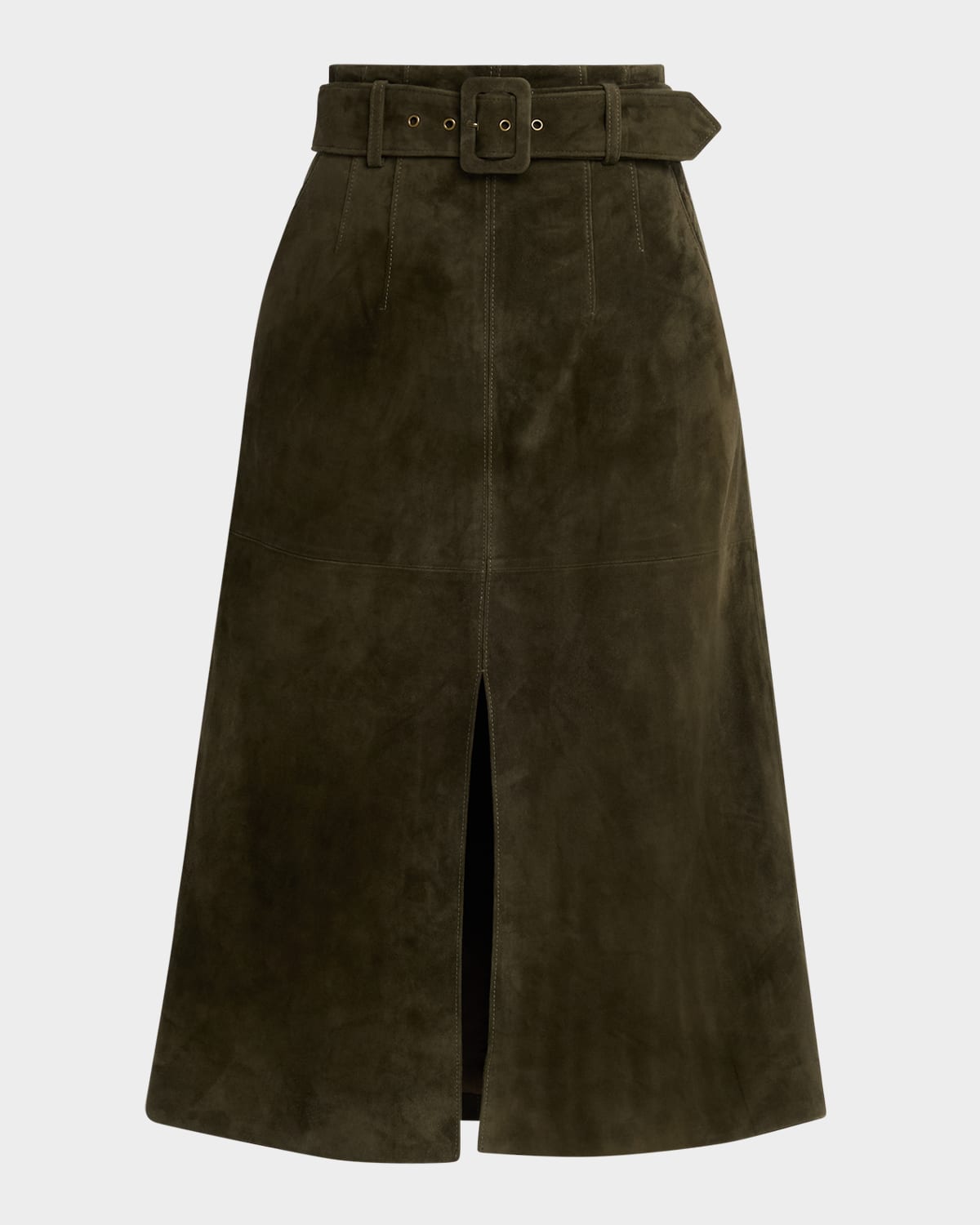 Veronica Beard Alexie Suede Midi Skirt In Brown