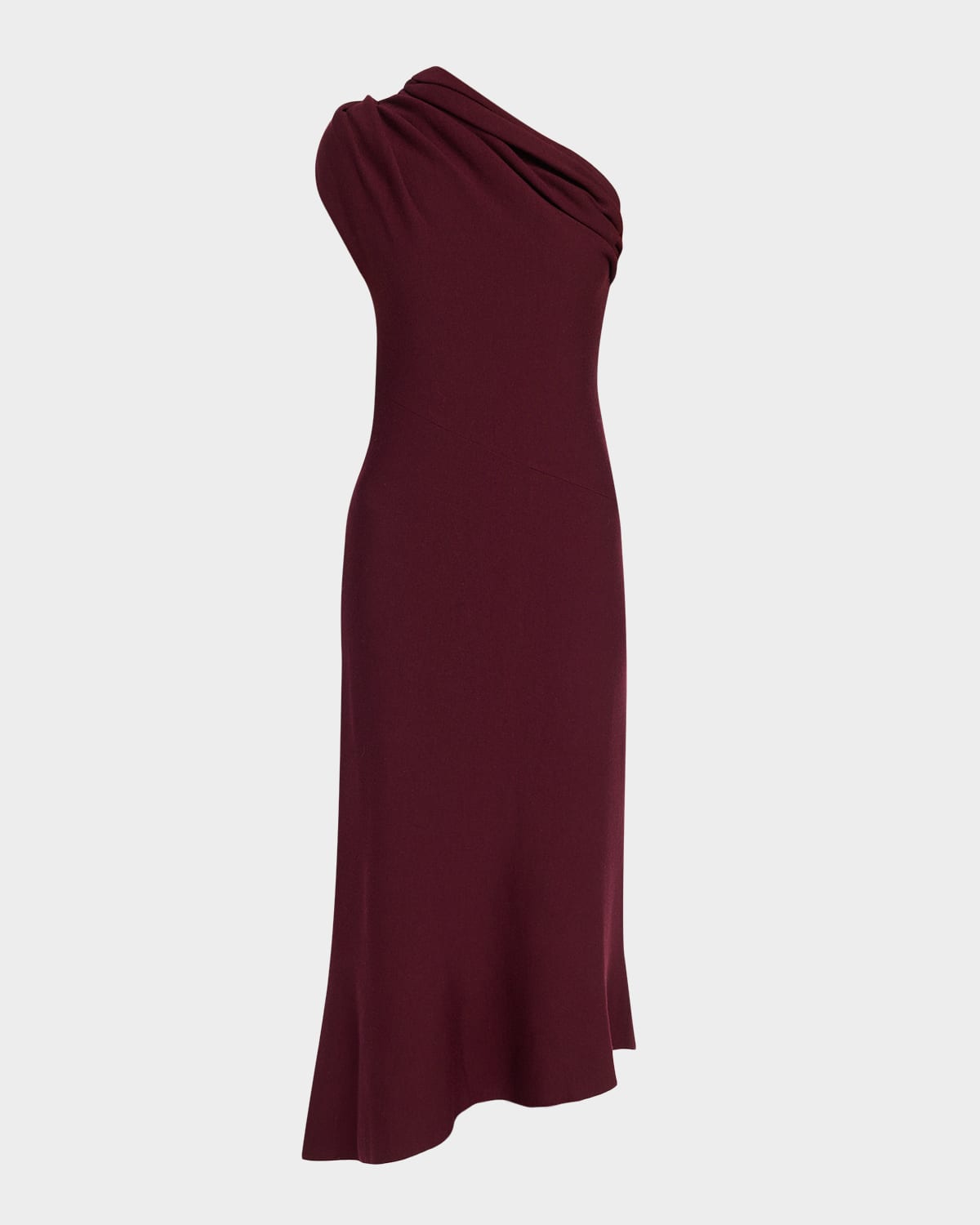 Khaite Coast Pleated Asymmetric Knit Maxi Dress In Purple