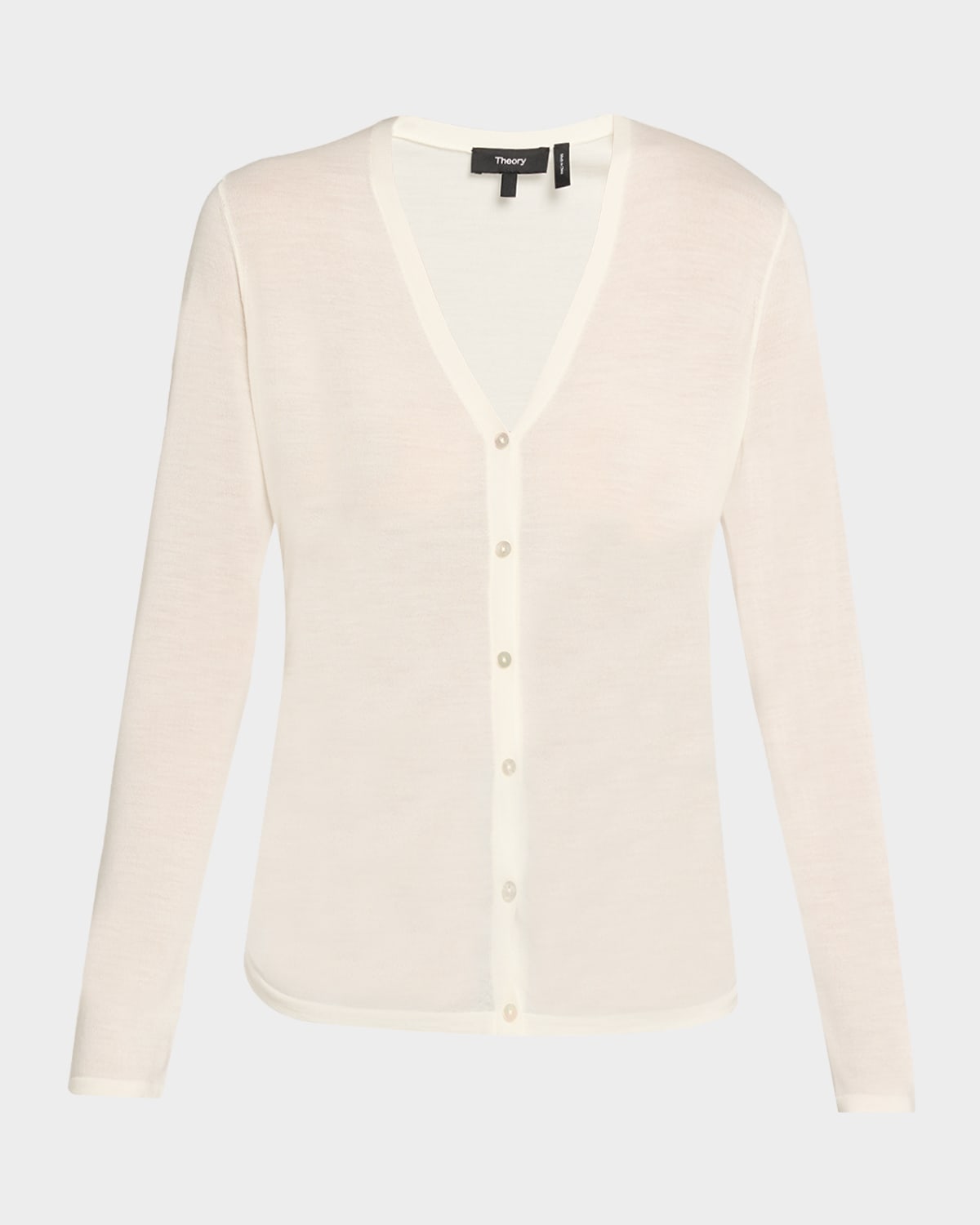 Theory Shirred Fine Wool Cardigan In Pink