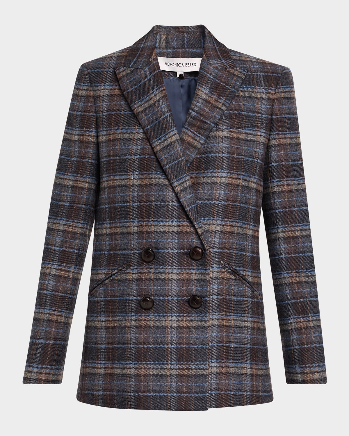 Veronica Beard Oria Plaid Dickey Jacket In Brown