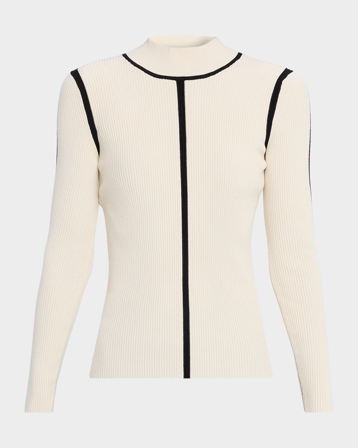 Elie Tahari The Chani Mock-neck Contrast-trim Sweater In Neutral