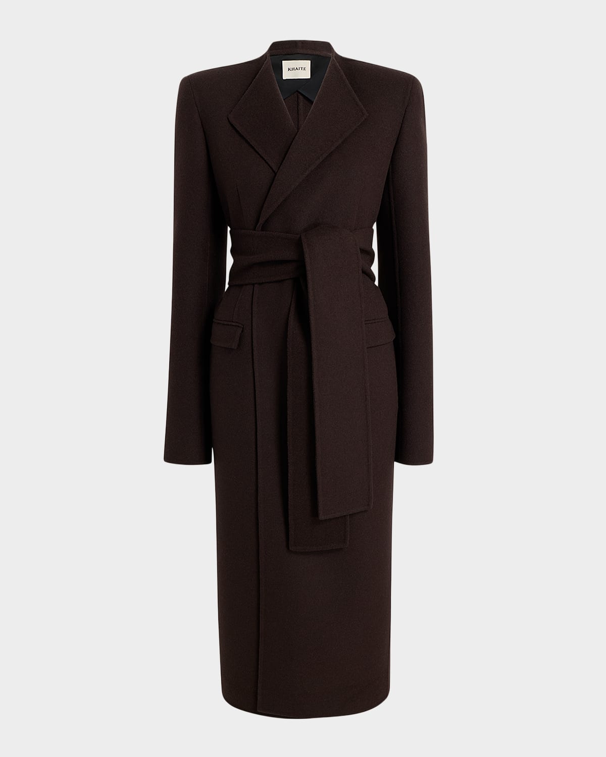 Khaite Jelson Double-face Wool Wrap Coat In Brown