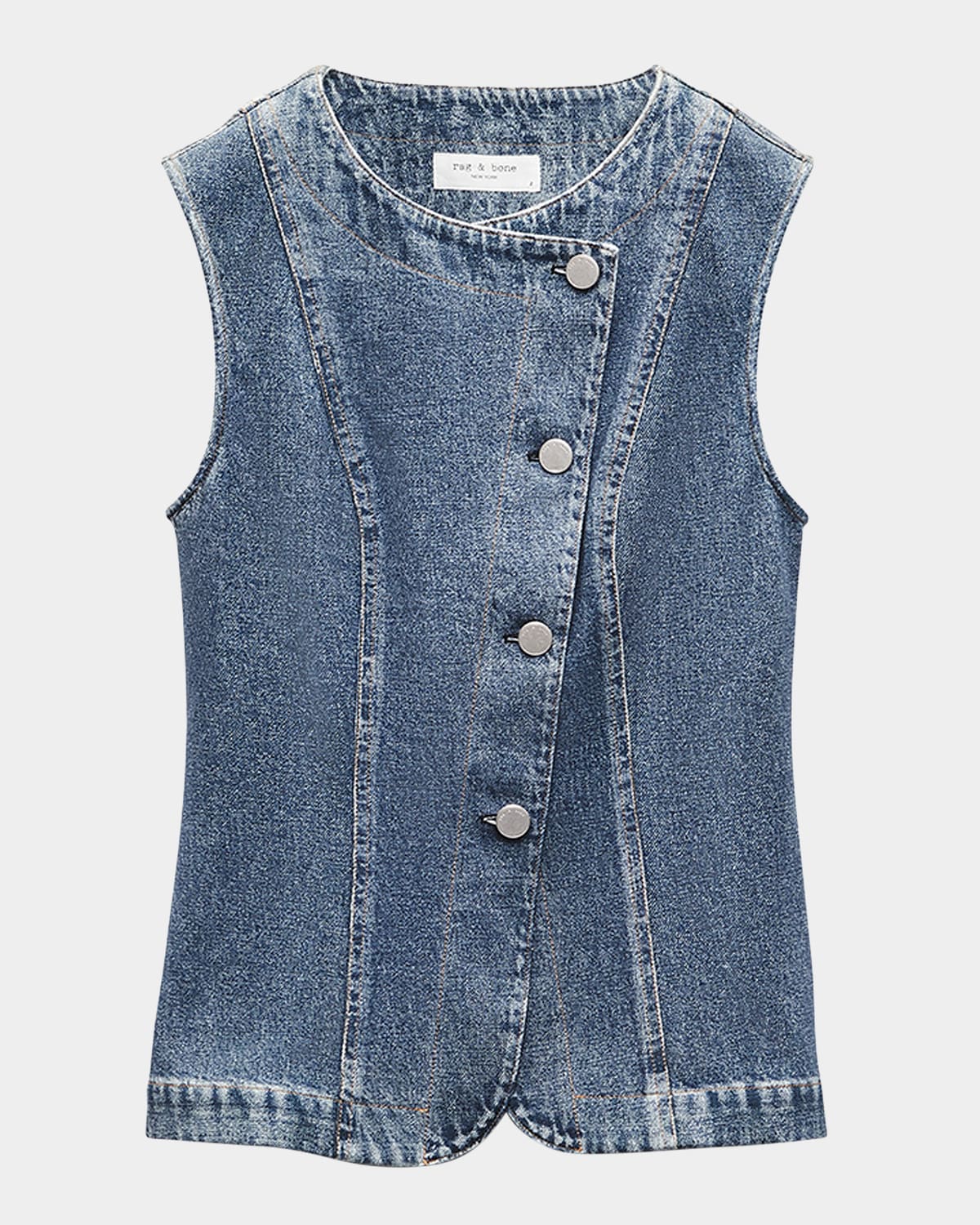 Rag & Bone Miramar Olivia Ponte Vest In Blue