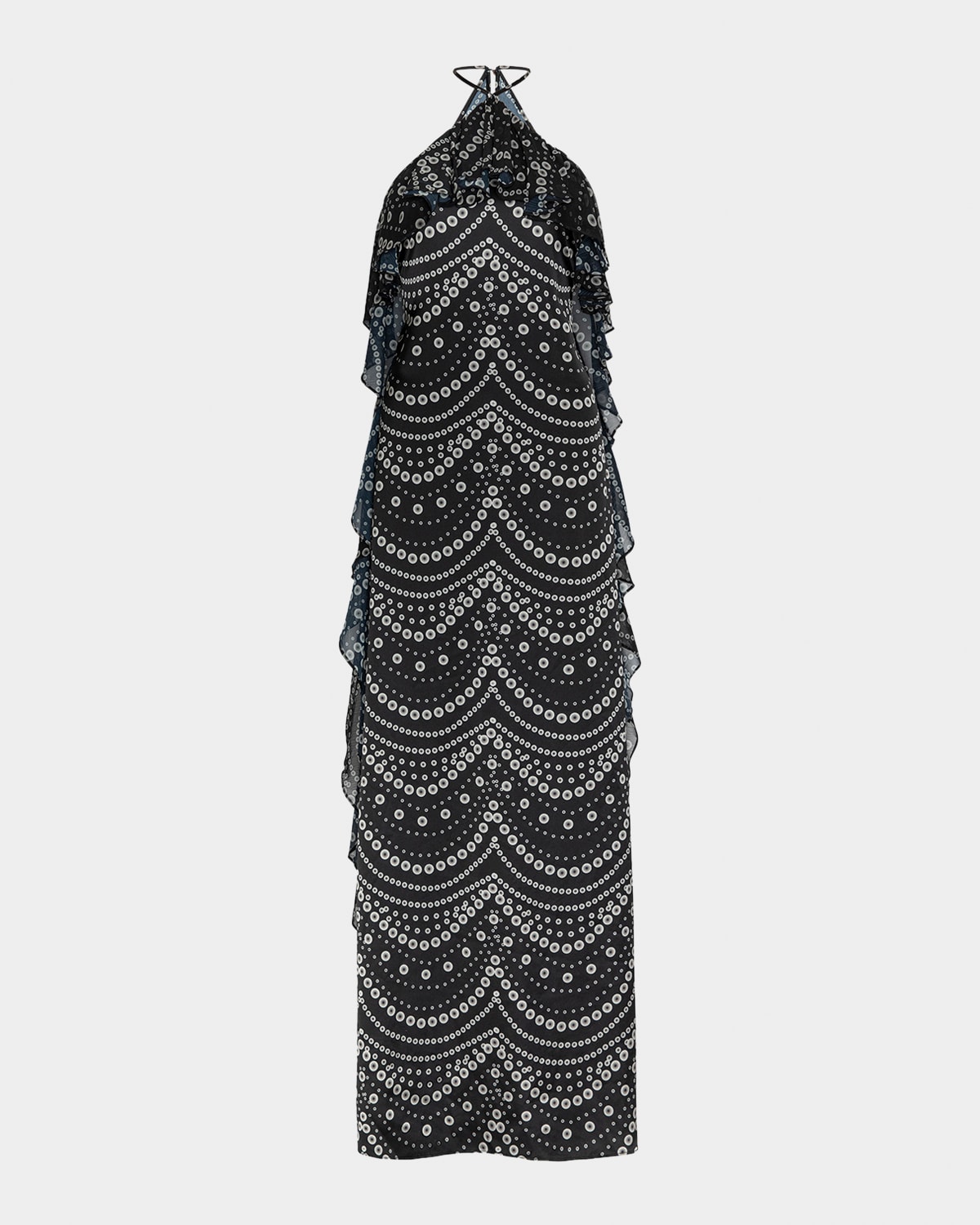 Misa Stranded Pearls Lupita Halter Maxi Dress In Black