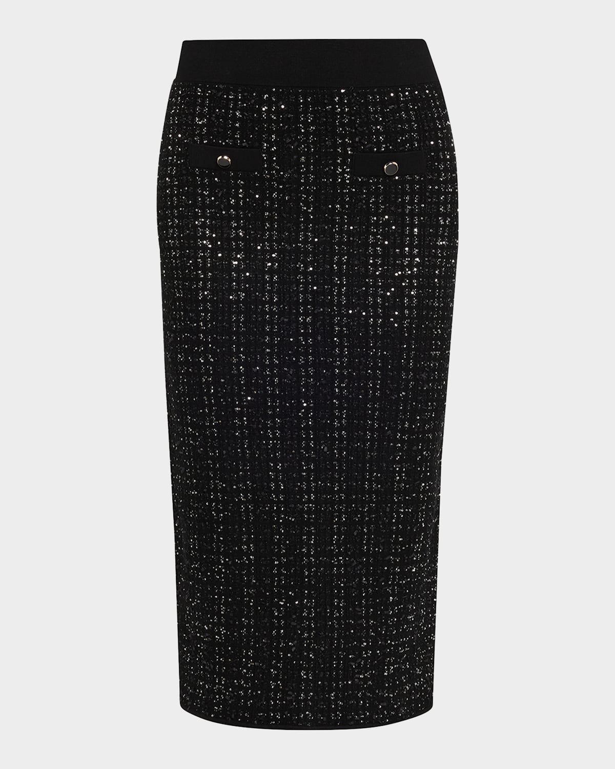 Veronica Beard Corbin Sequin-embellished Knit Midi Skirt In Black