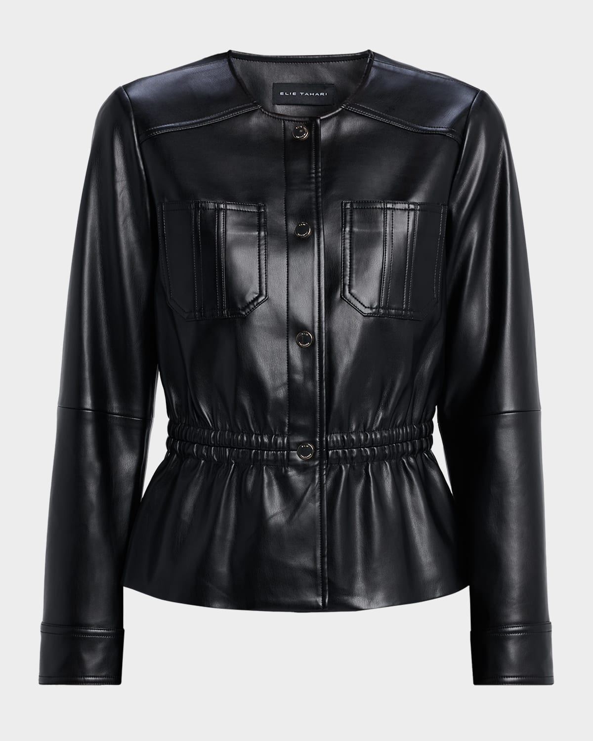 Elie Tahari The Aliza Vegan Leather Jacket In Black