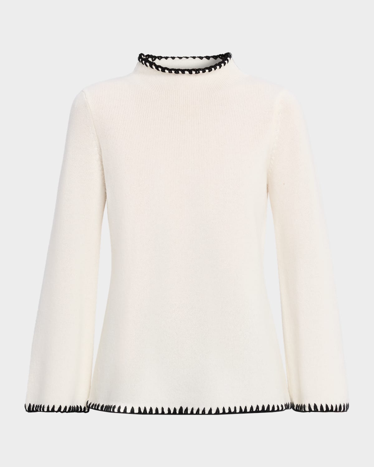 Elie Tahari The Loren Cashmere Whipstitched Funnel-neck Sweater In White