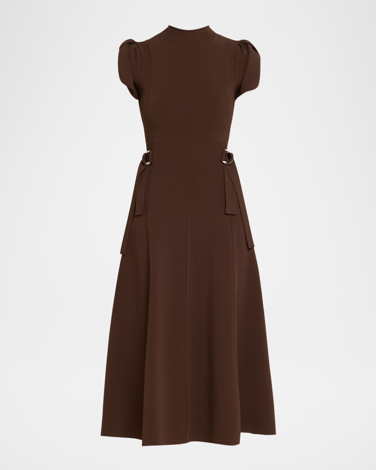 3.1 Phillip Lim Tulip-sleeve Compact Rib Midi Dress In Brown