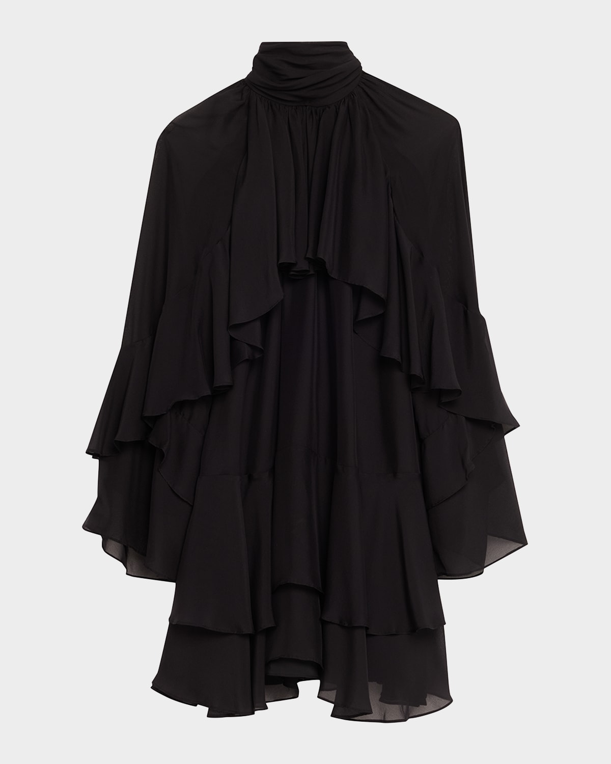 Veronica Beard Adlington Ruffled Chiffon Mini Dress In Black