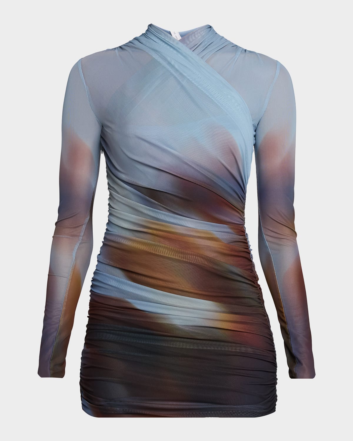 Significant Other Sora Draped Long-sleeve Mini Dress In Blue