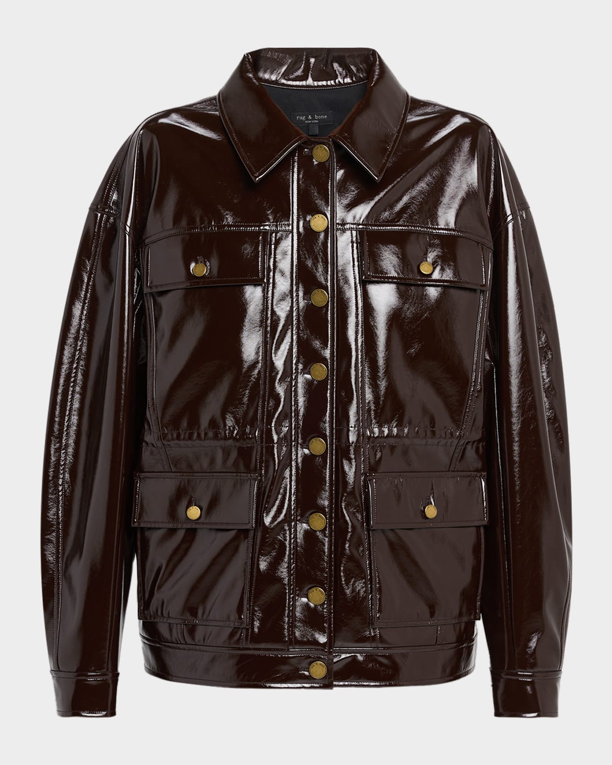 Rag & Bone Amy Faux Patent Leather Jacket In Brown