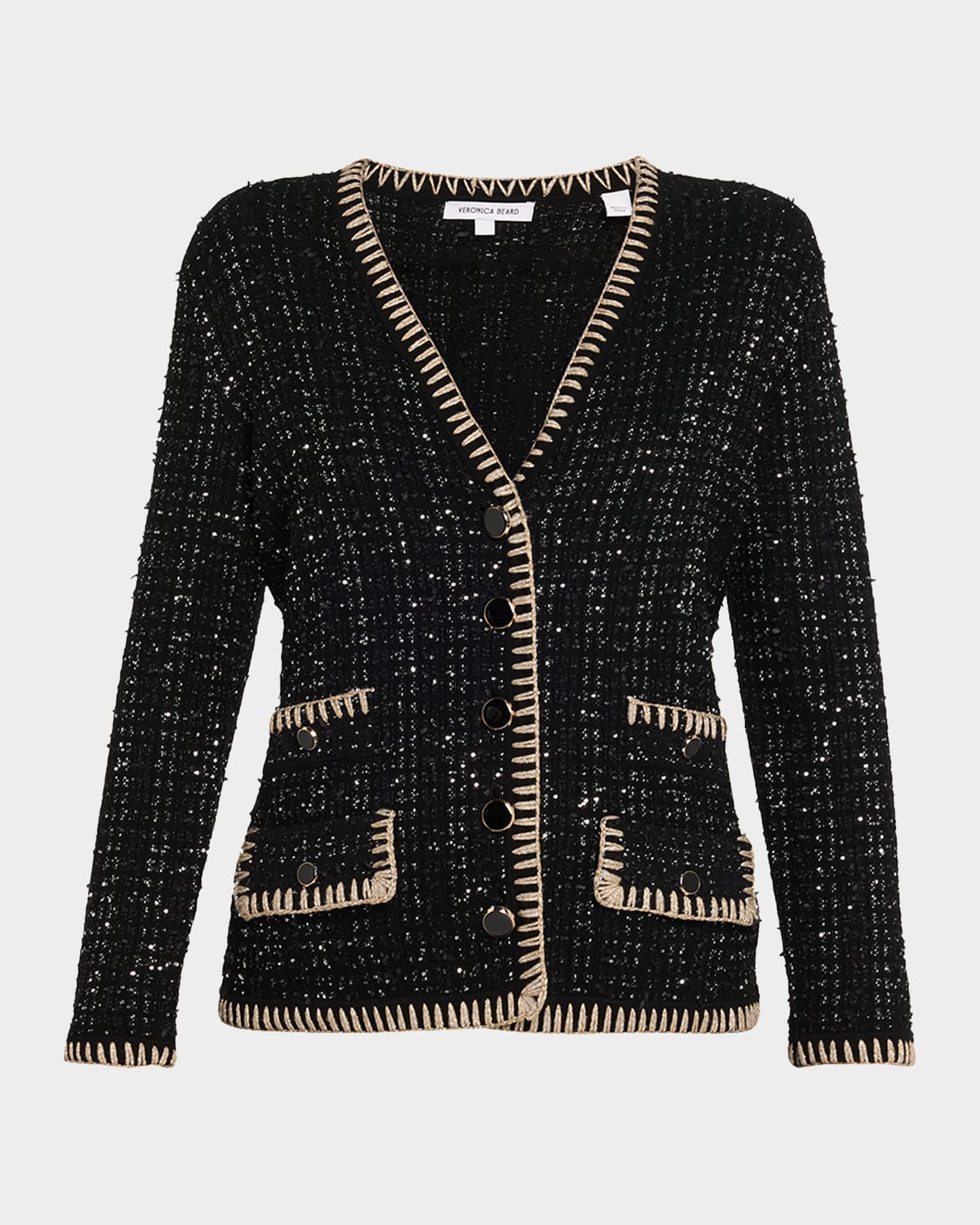 Veronica Beard Ceriani Sequin-embellished Tweed Jacket In Black