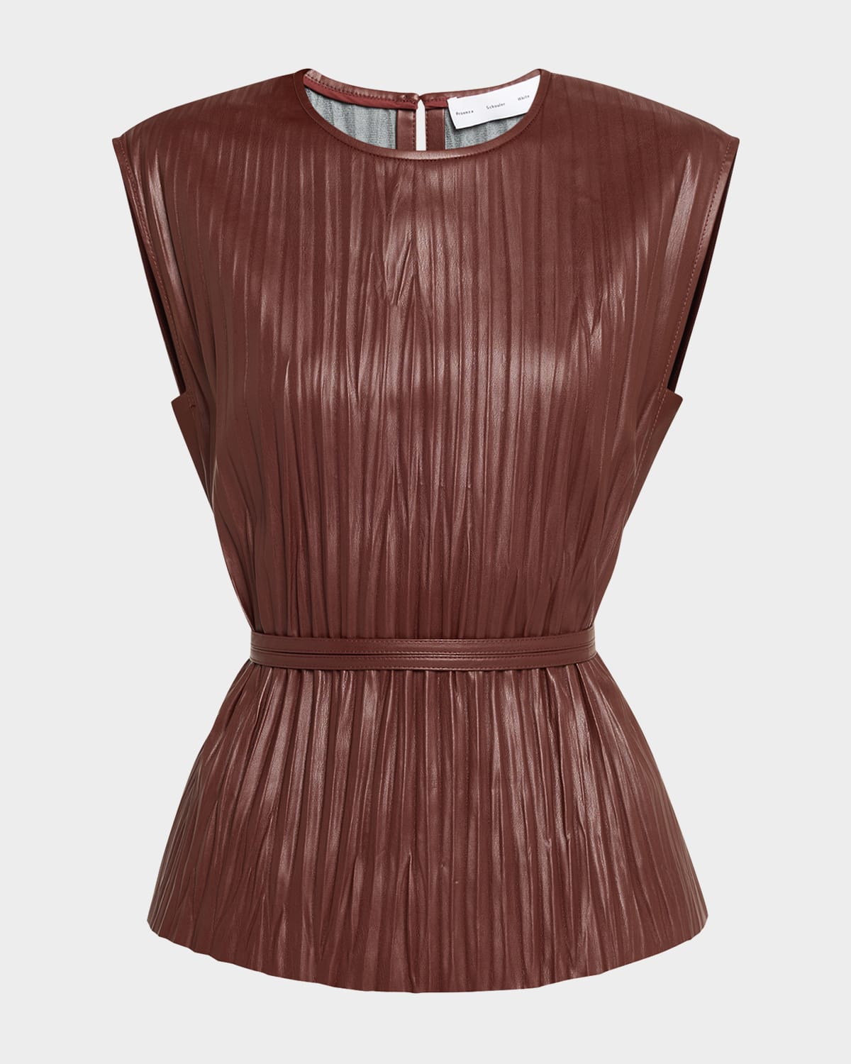 Proenza Schouler Lyra Pleated Vegan Leather Top In Burgundy