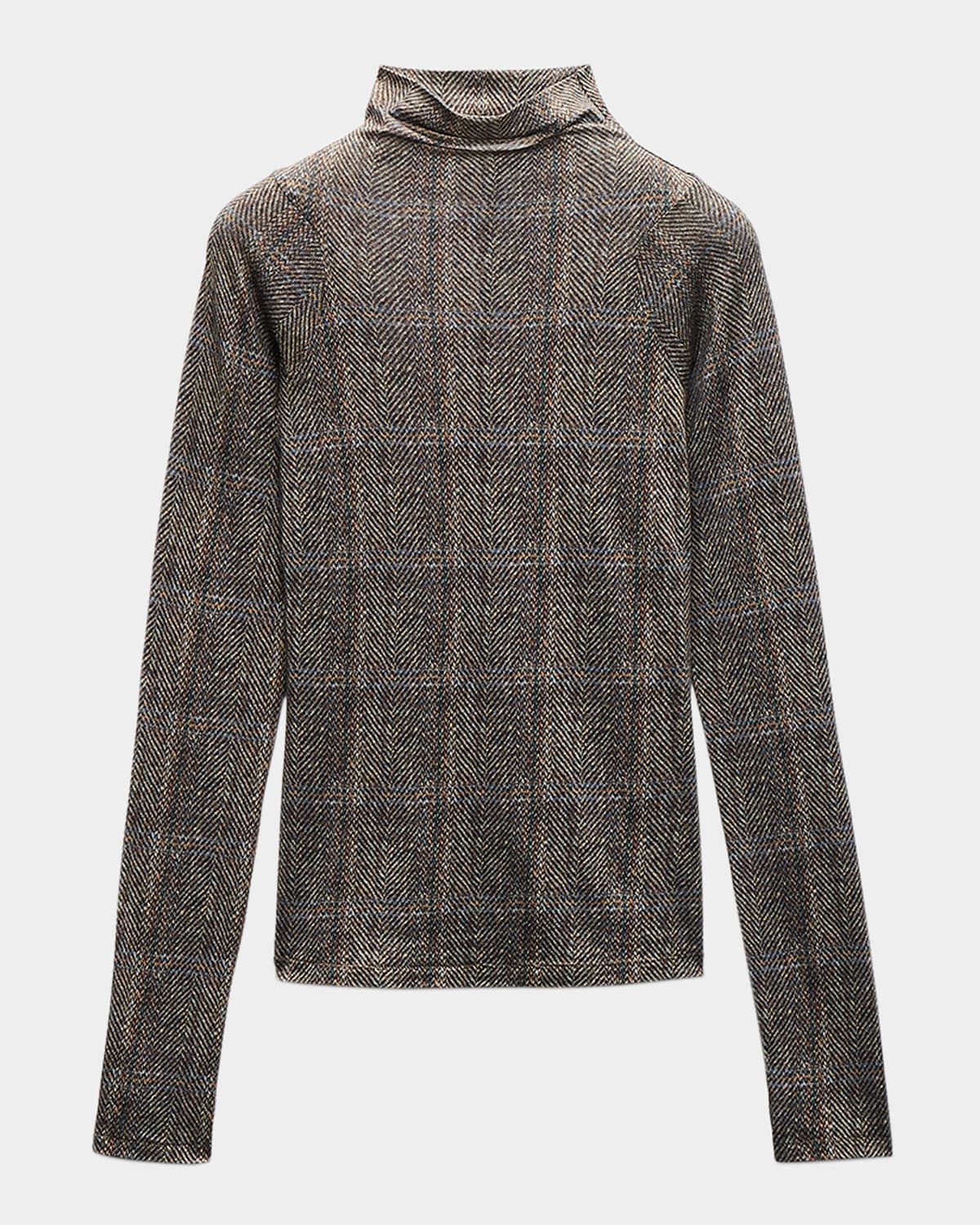 Rag & Bone Shaw Plaid Turtleneck Top In Brown