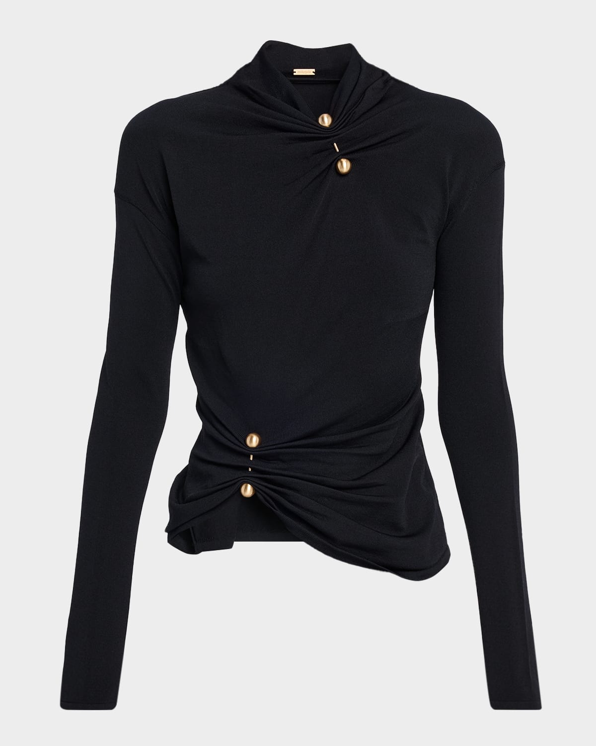 Cult Gaia Callie Pierced Ruched Knit Top In Black