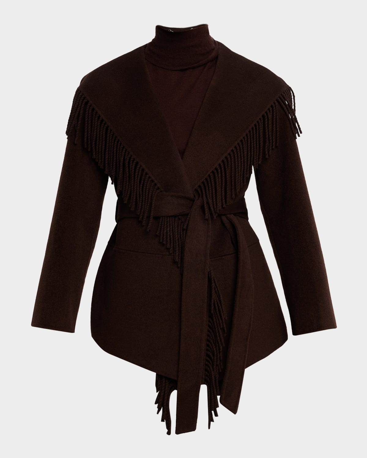 Simkhai Rowen Fringe Wool Jacket In Brown