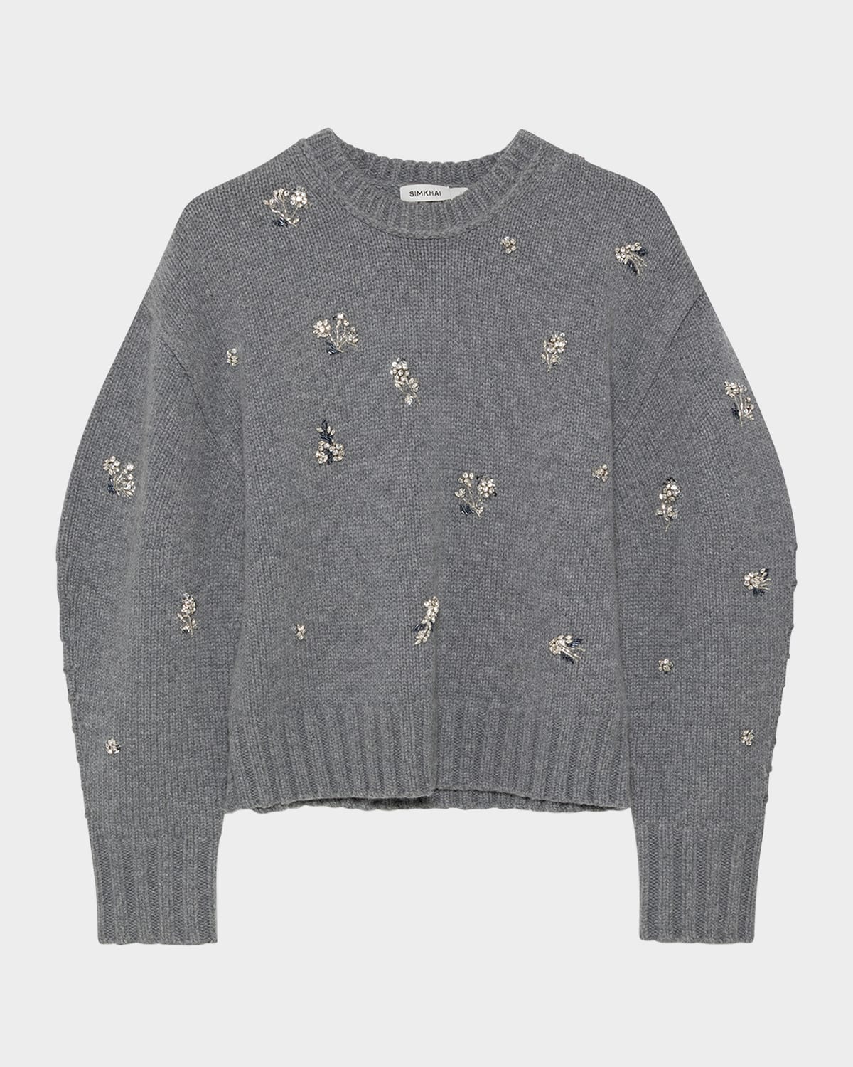 Simkhai Coraline Crystal-embellished Sweater In Gray
