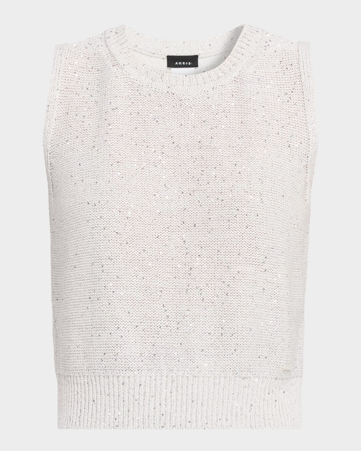 Akris Sleeveless Sequined Linen Cotton Sweater In White