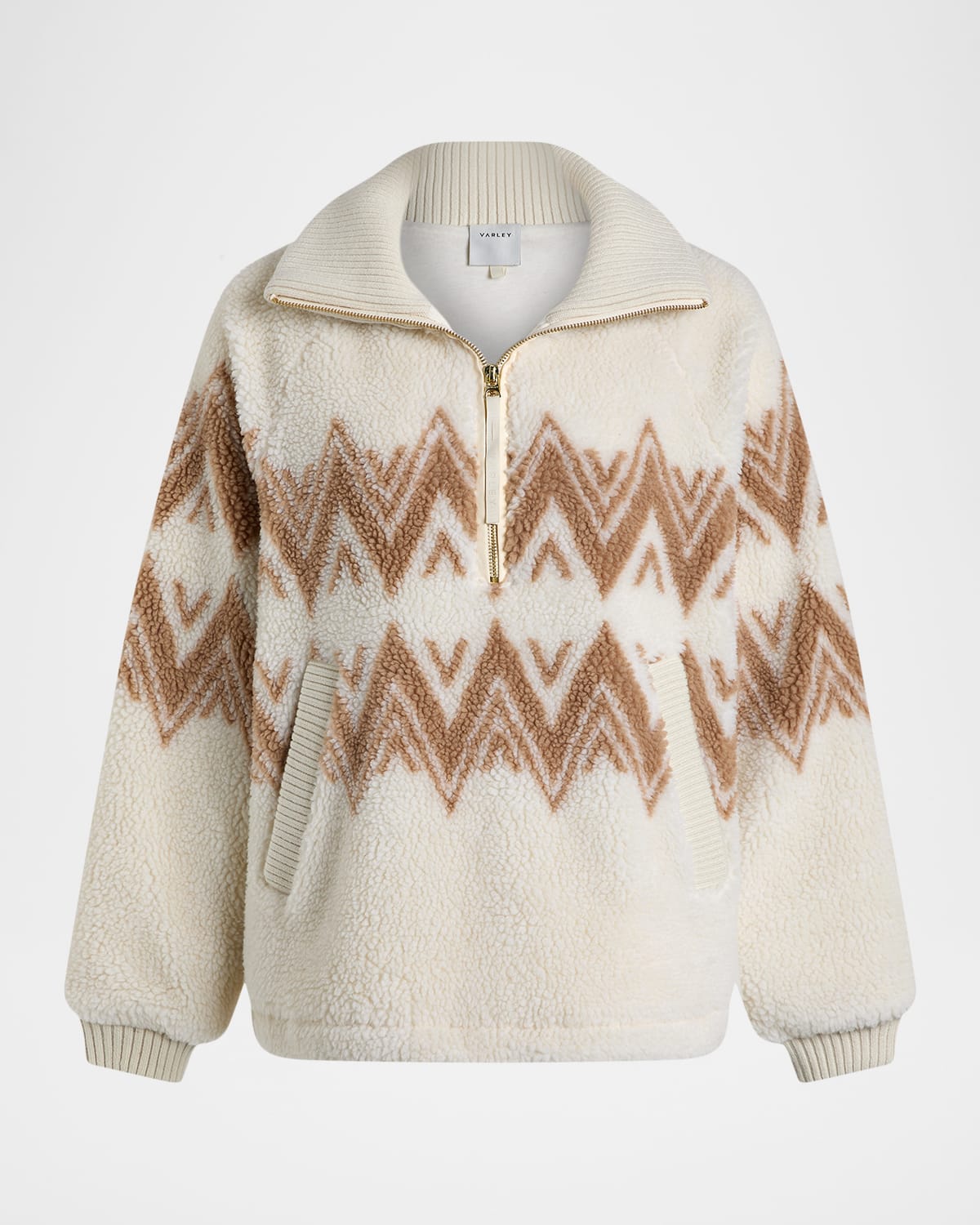 Varley Hendrik Half Zip Sherpa Sweatshirt In Neutral
