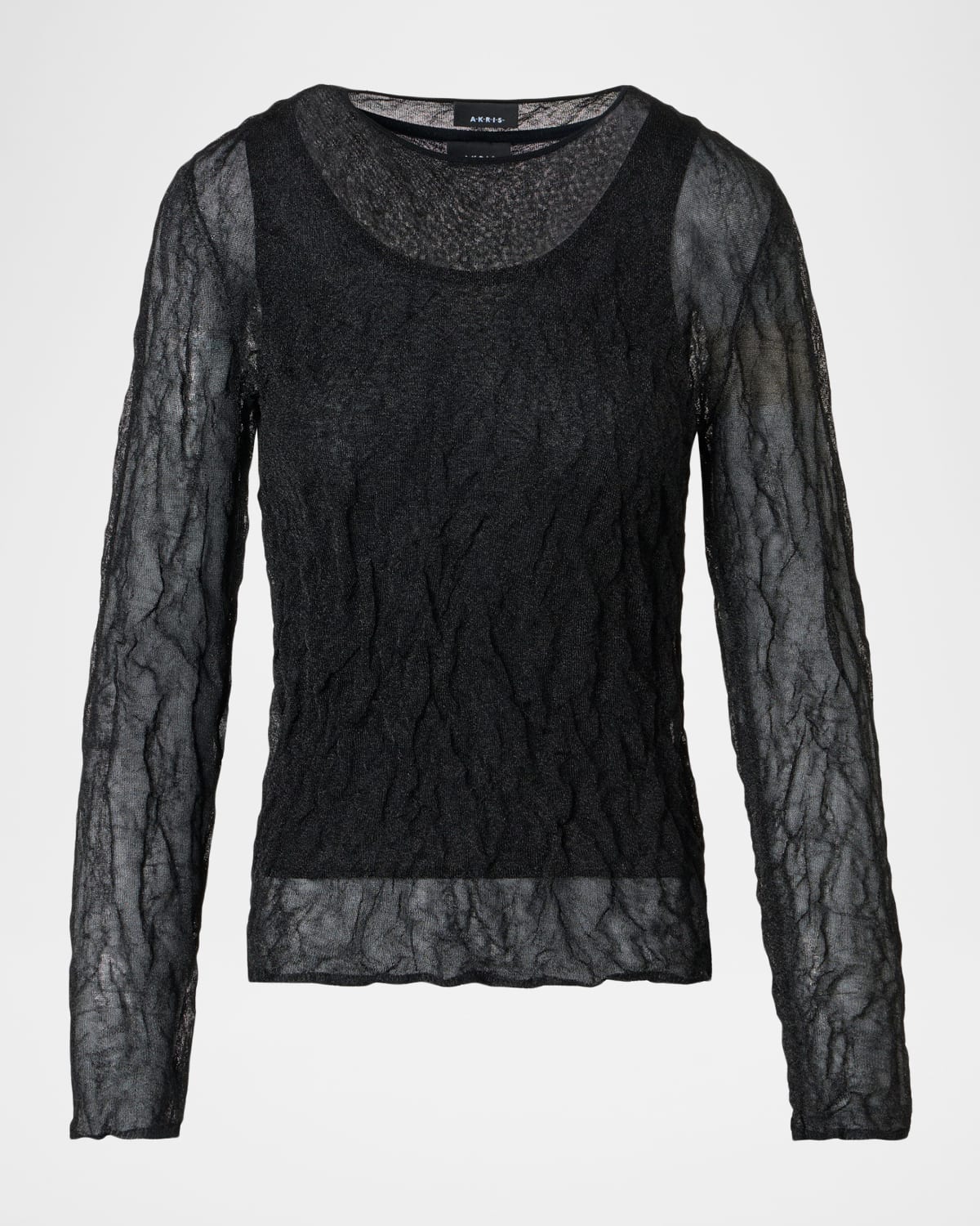 Akris Layered Sheer Long-sleeve Top In Black