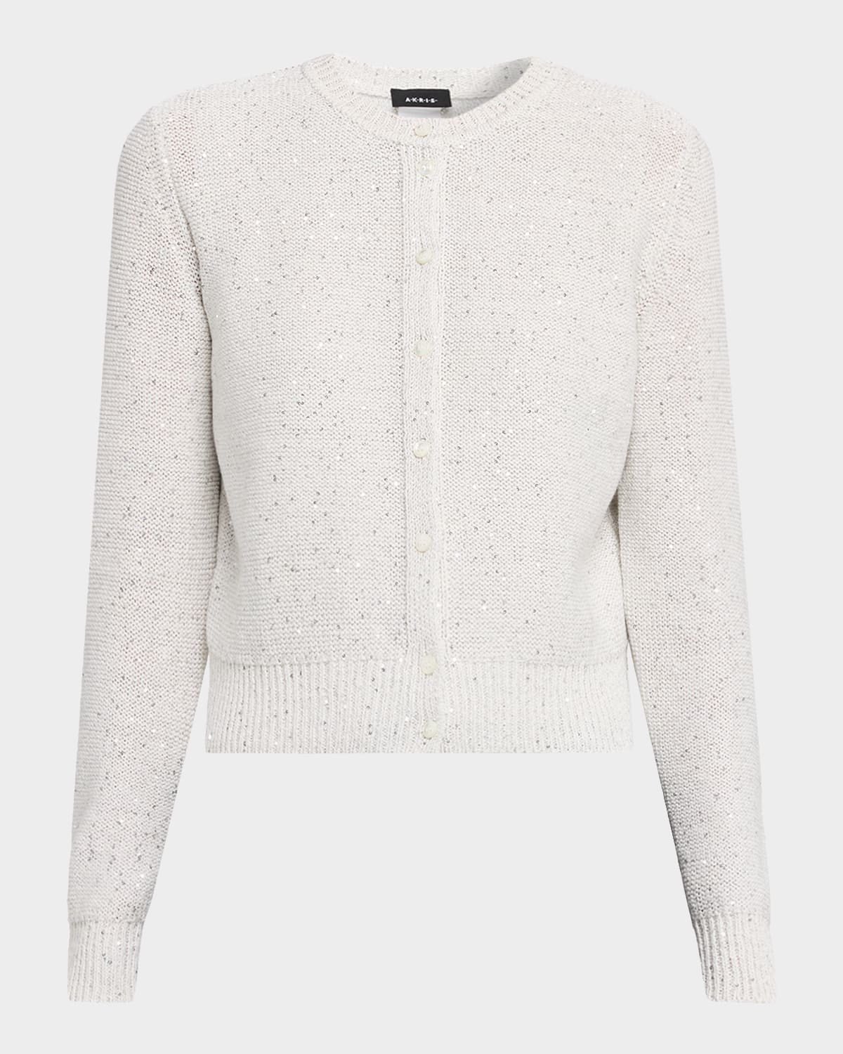 Akris Knit Cardigan With Sequins In White