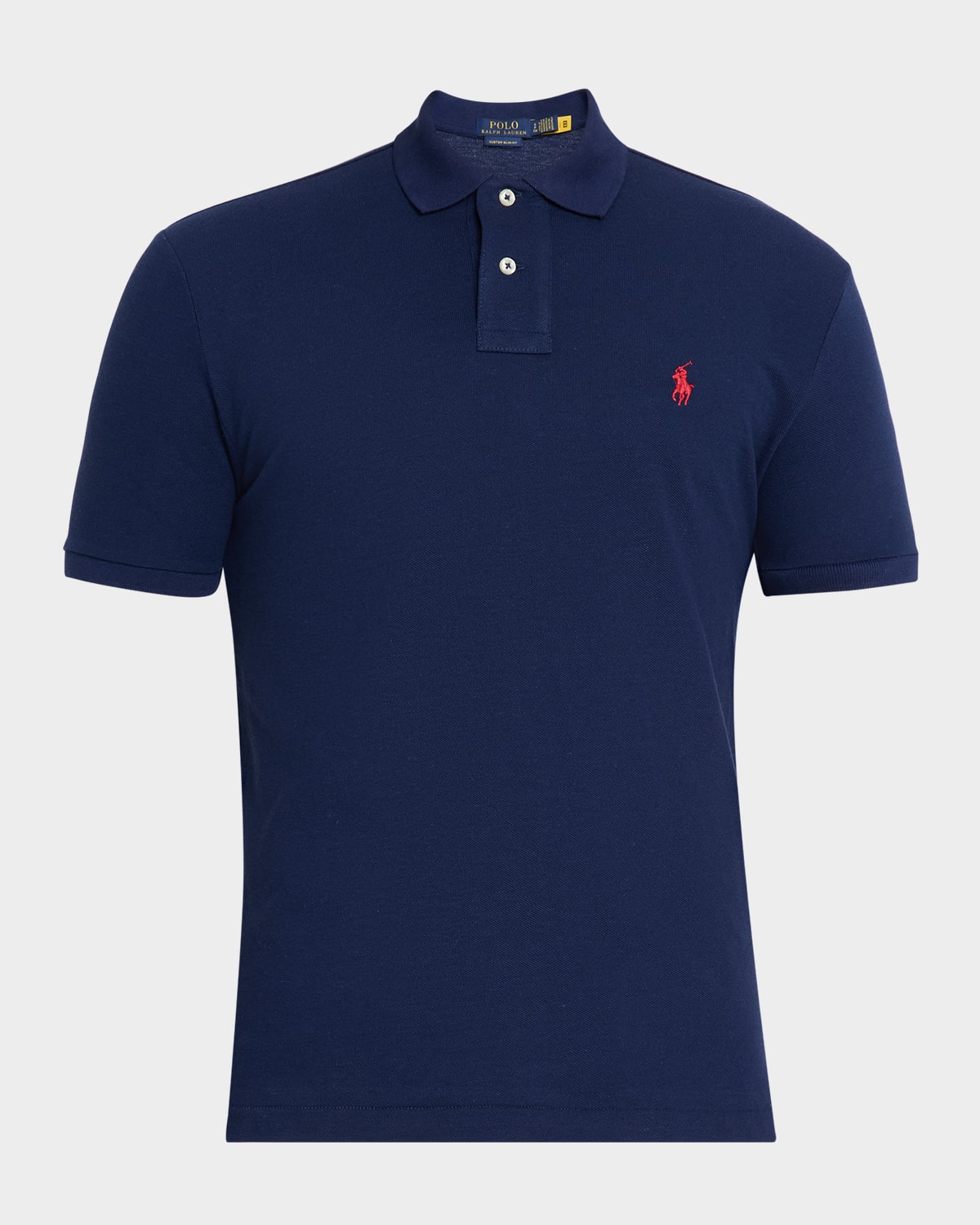 Polo Ralph Lauren Navy Blue Cotton Polo Shirt With Embroidered Logo In Black