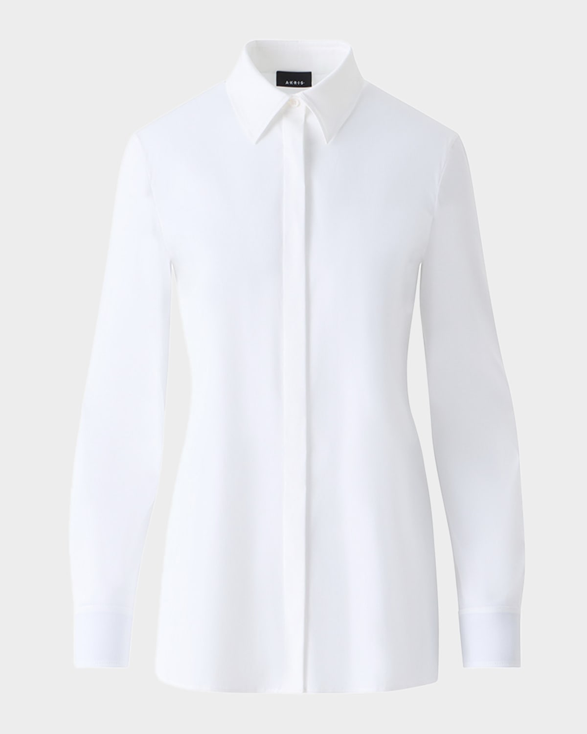 Akris Contrast-cuff Cotton Poplin Button-down Shirt In Neutral