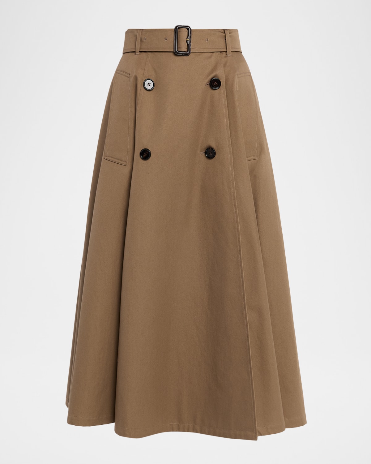 Burberry Brenda Belted Double-breasted Midi Trench Skirt In Brown
