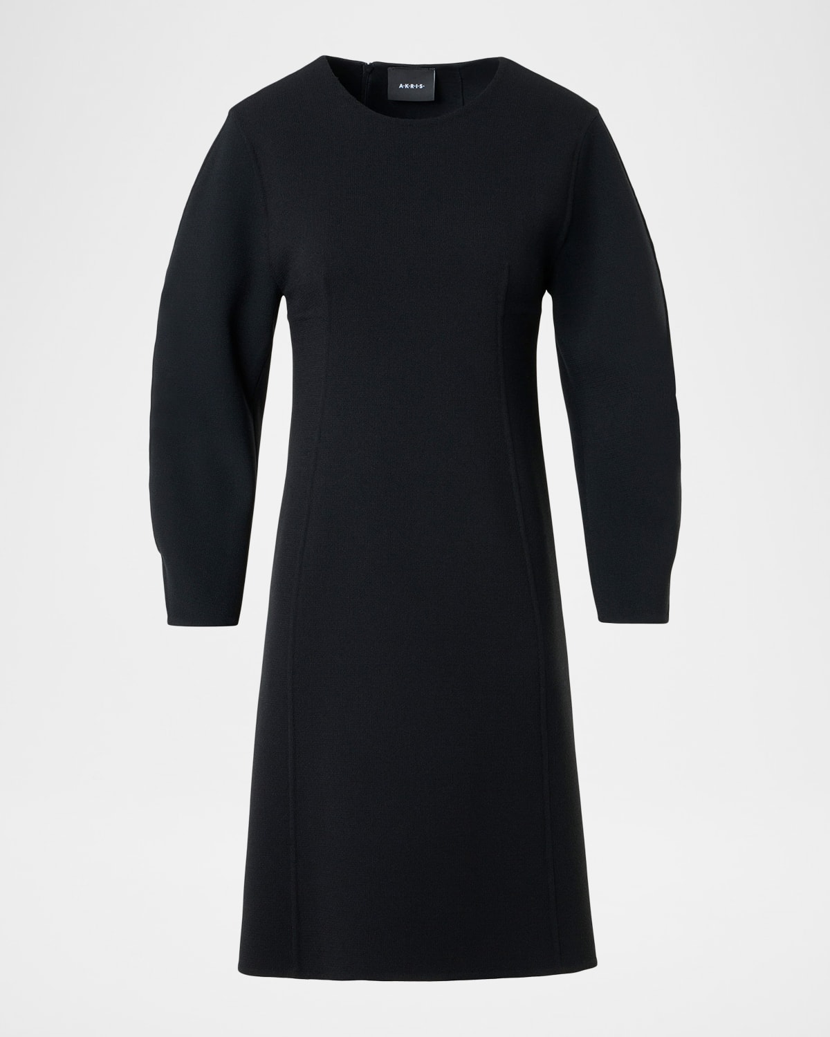 Akris Wool Crepe Long-Sleeve Mini Dress