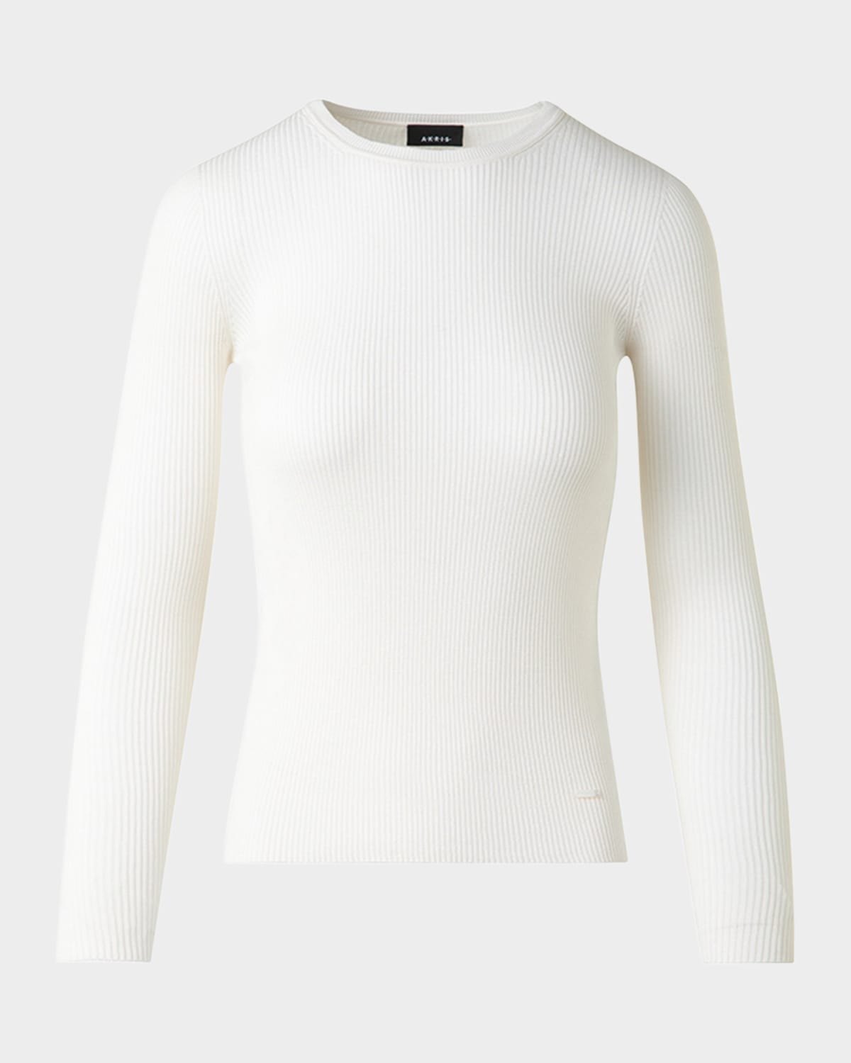 Akris Silk Cotton Rib Crewneck Sweater In White