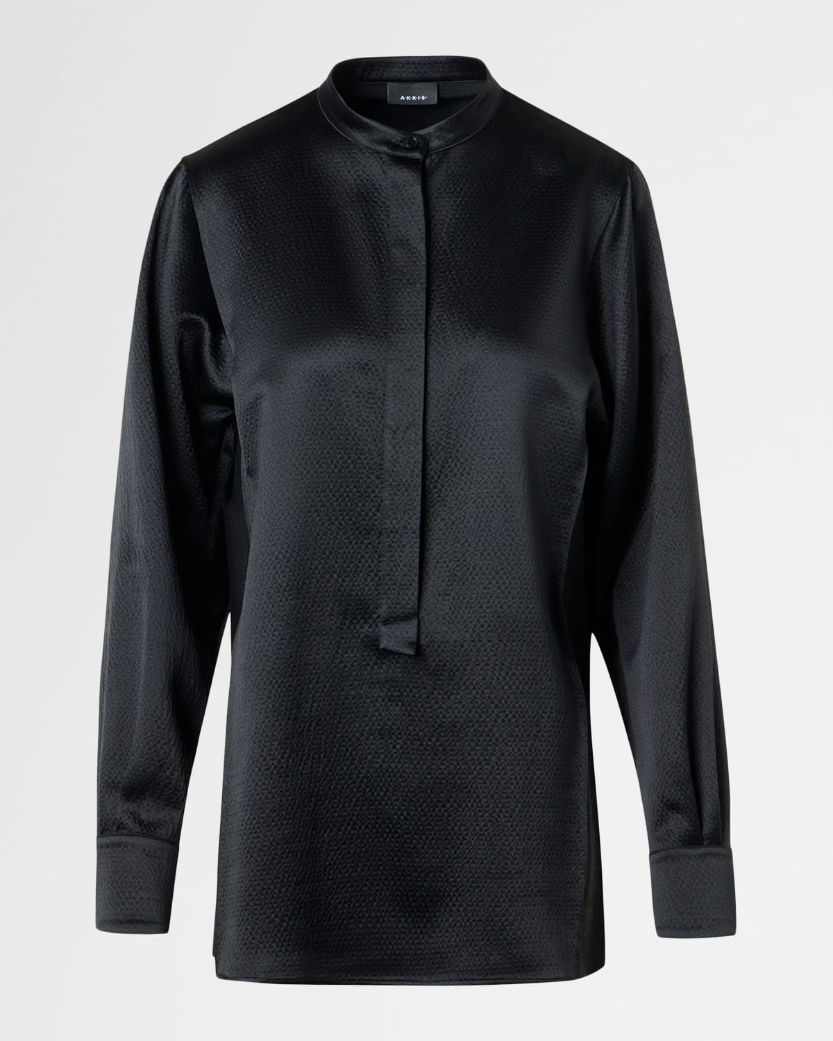 Akris Hammered Silk-wool Button-down Shirt In Black