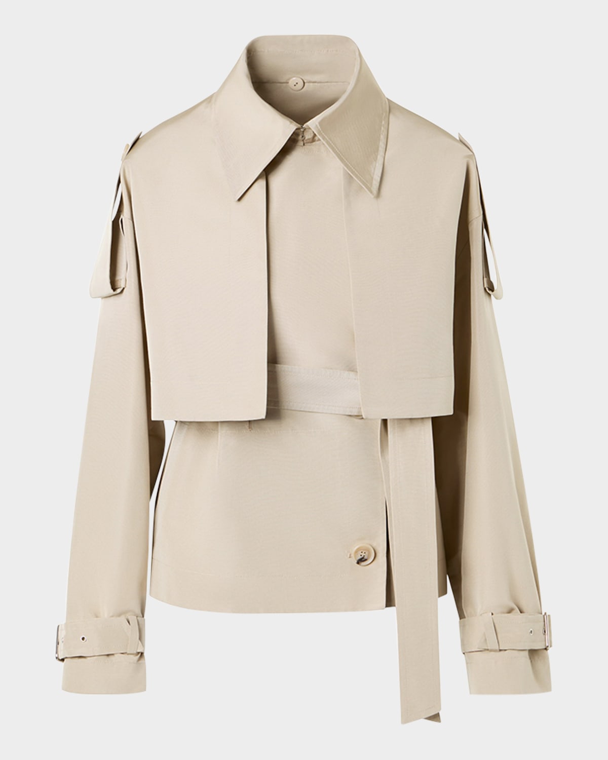 Akris David Duo Ottoman Silk Duo Trench Coat With Bolero In Neutral