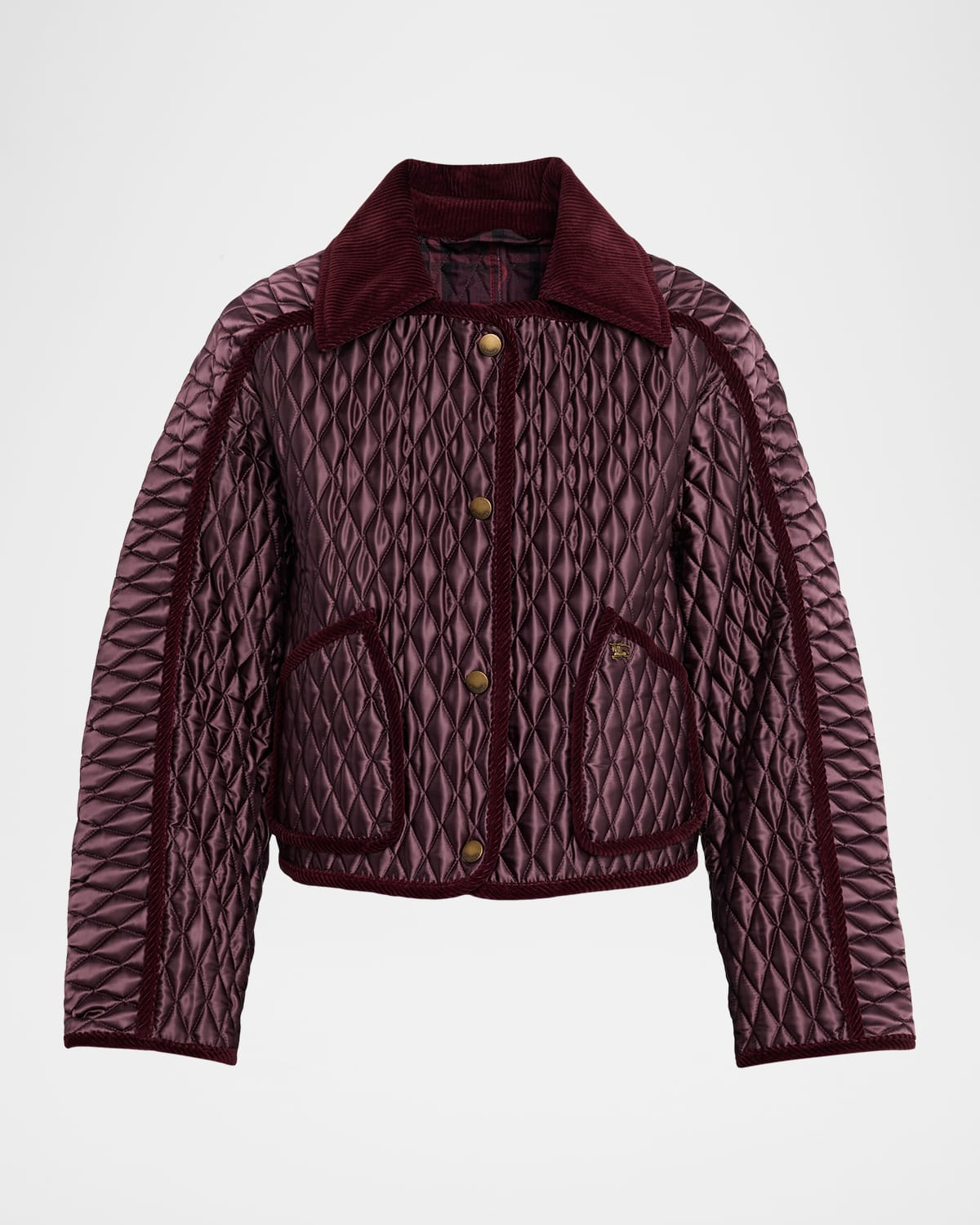 Burberry Floriston Corduroy-trim Quilted Barn Jacket In Black