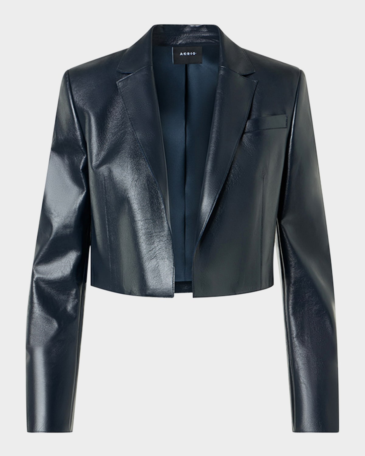 Akris Gian Open-front Short Leather Jacket In Blue