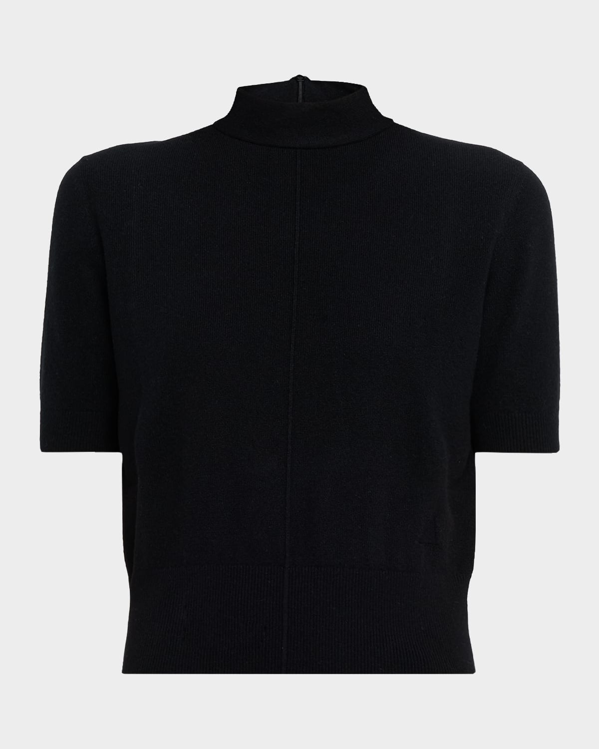 Akris Mock-neck Short-sleeve Cashmere Sweater In Black