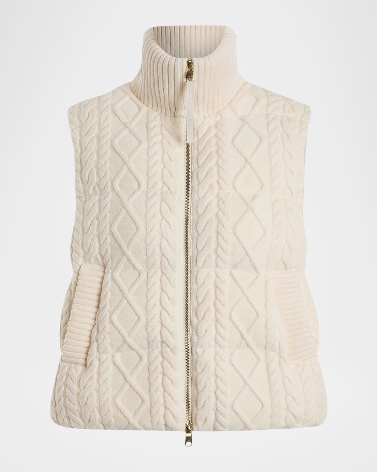 Varley Irina Cable-knit Puffer Vest In White