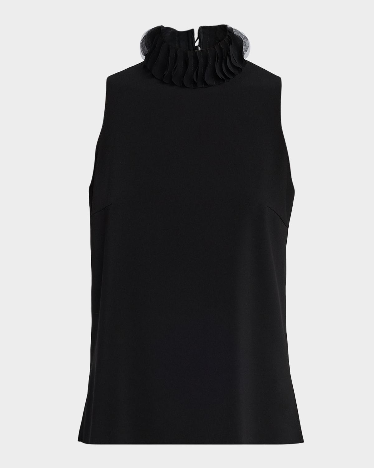 Akris Punto Sculptural Ruffle-neck Blouse In Black