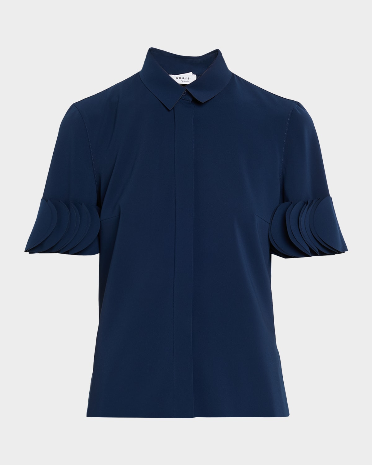 Akris Punto Layered Short-sleeve Signature Blouse In Blue