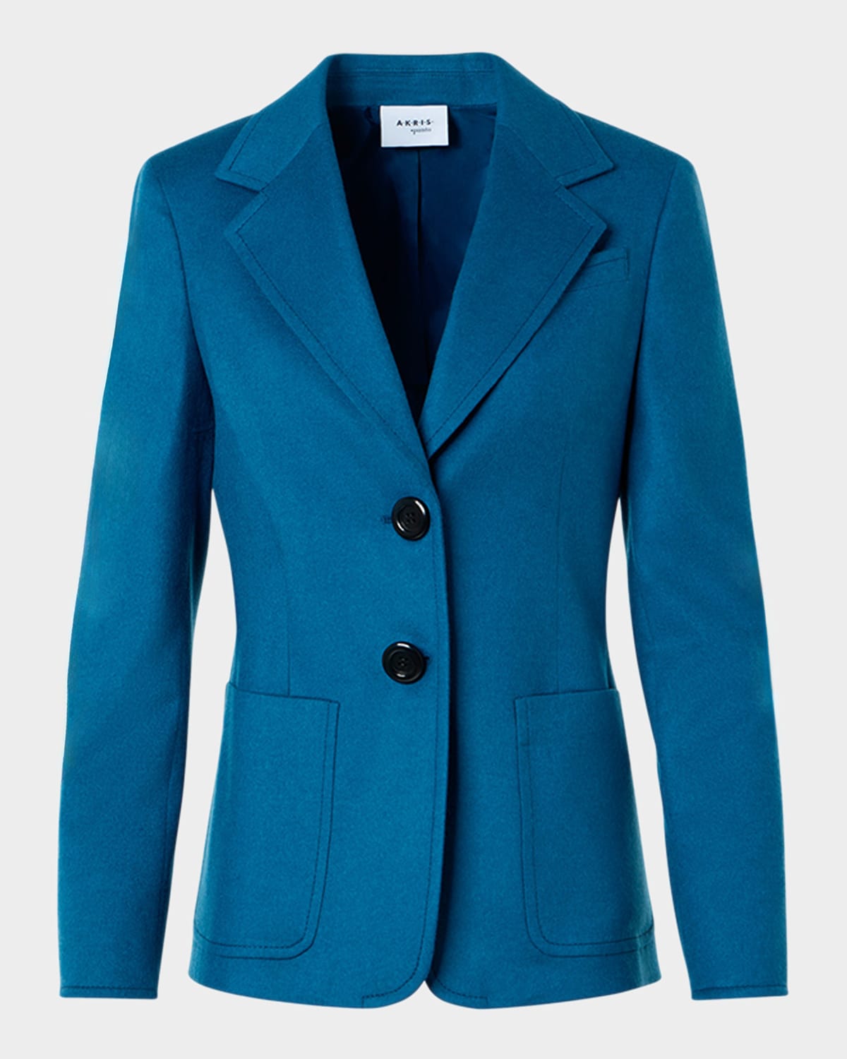 Akris Punto Fitted Felted Wool Blazer In Blue