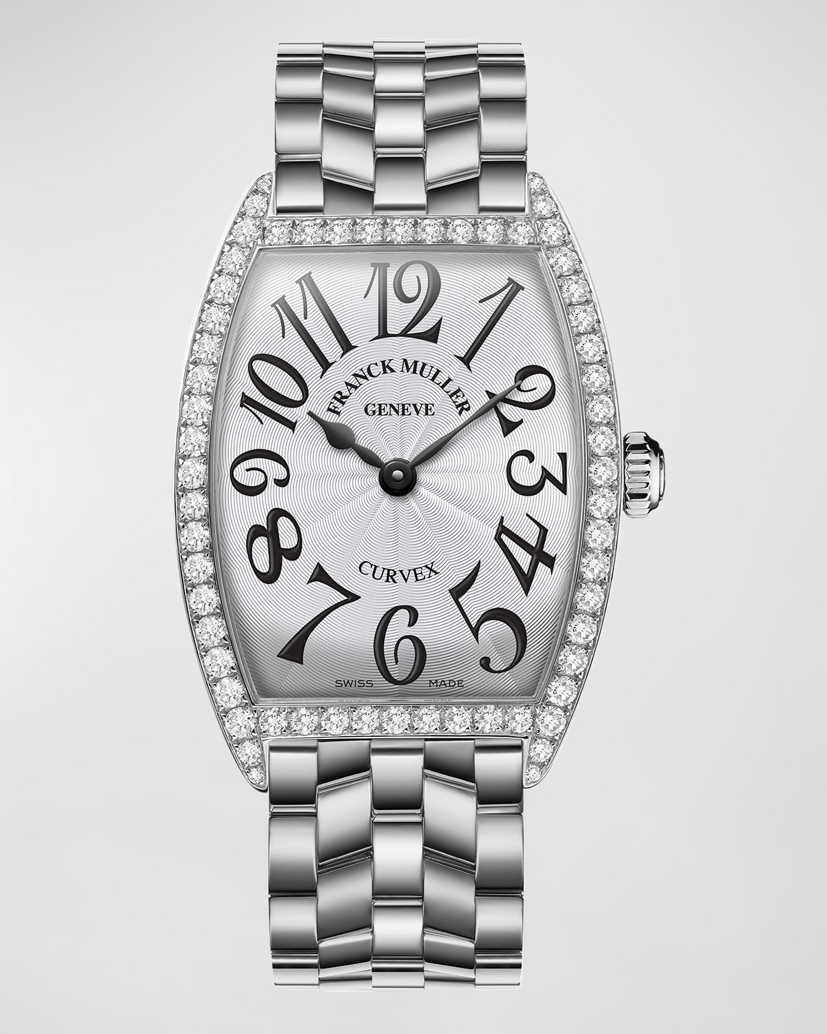 Franck Muller Men's Cintree Curvex Stainless Steel Diamond Watch With Bracelet Strap In White