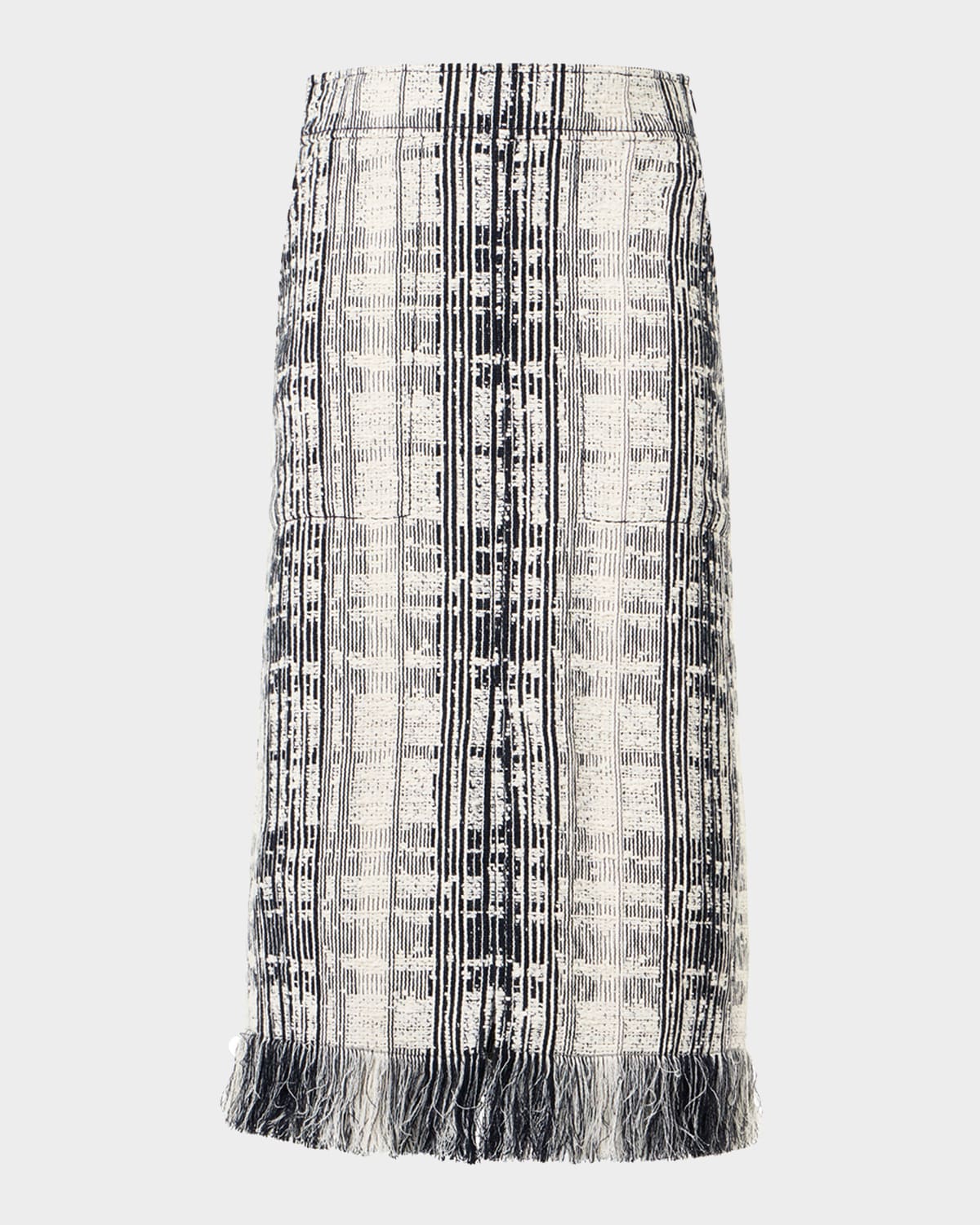 Akris punto Striped Raw Cotton Tweed Midi Skirt