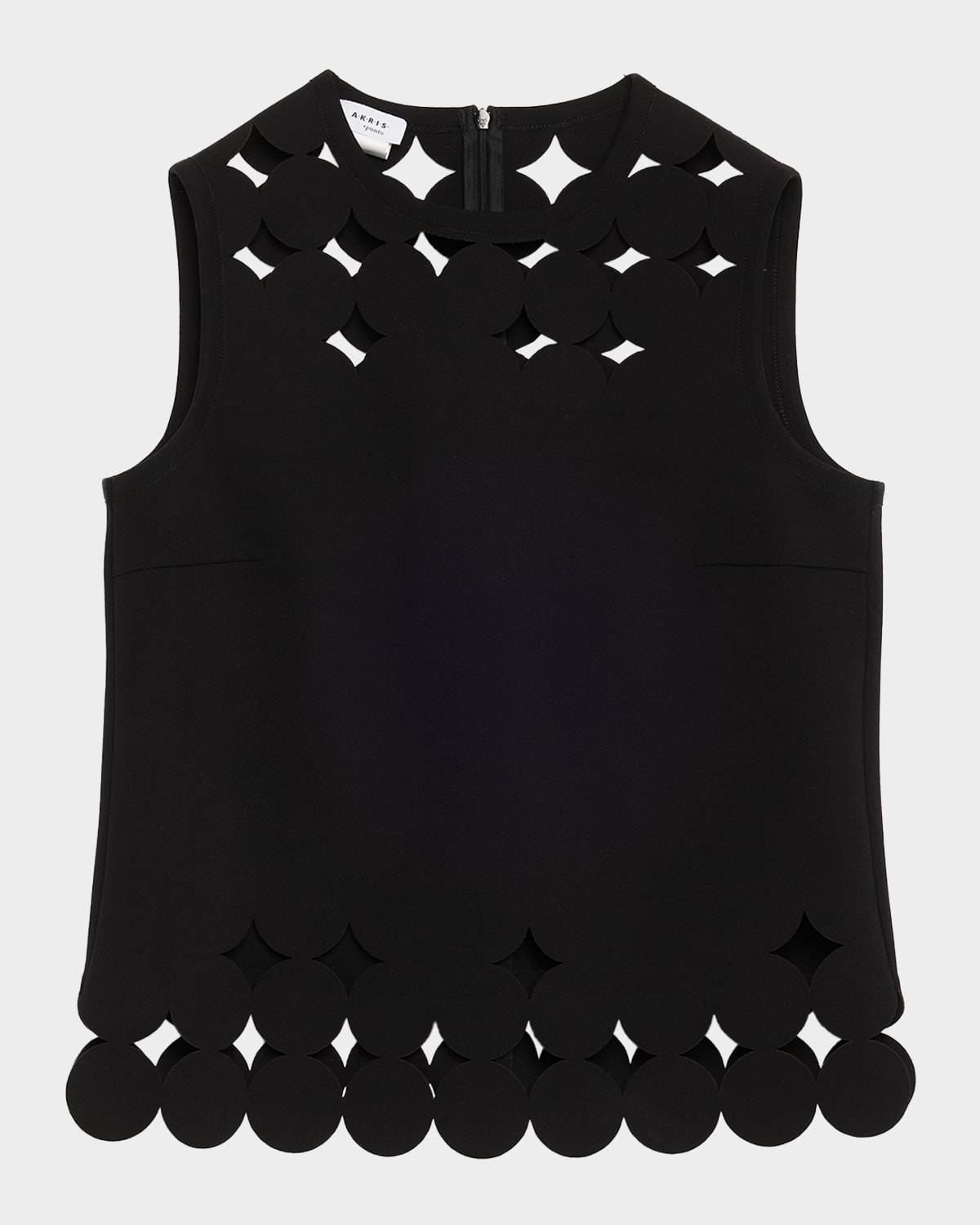 Akris Punto Sleeveless Cutout Polka Dot Top In Black