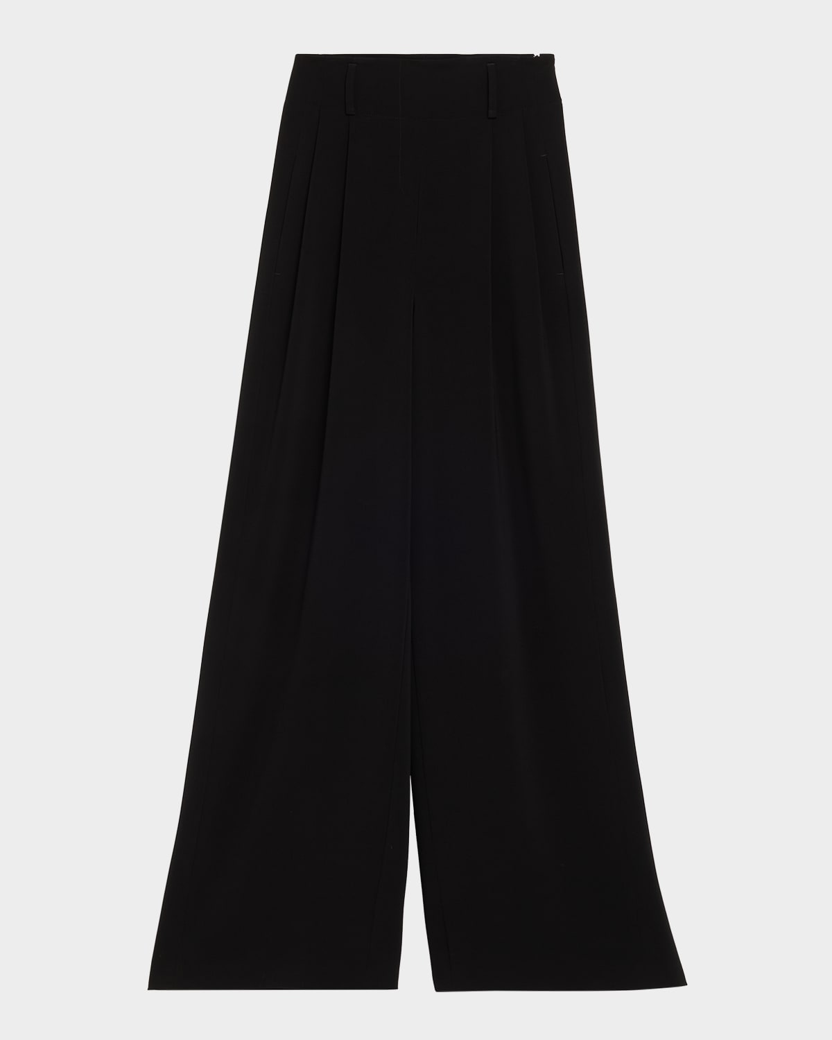 Akris Punto Florina High-rise Pleated Crepe Wide-leg Pants In Black