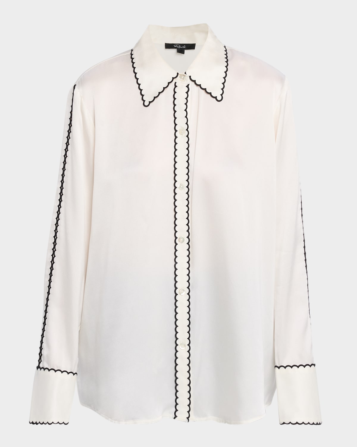 Rails Aloise Embroidered Long-Sleeve Silk Blouse