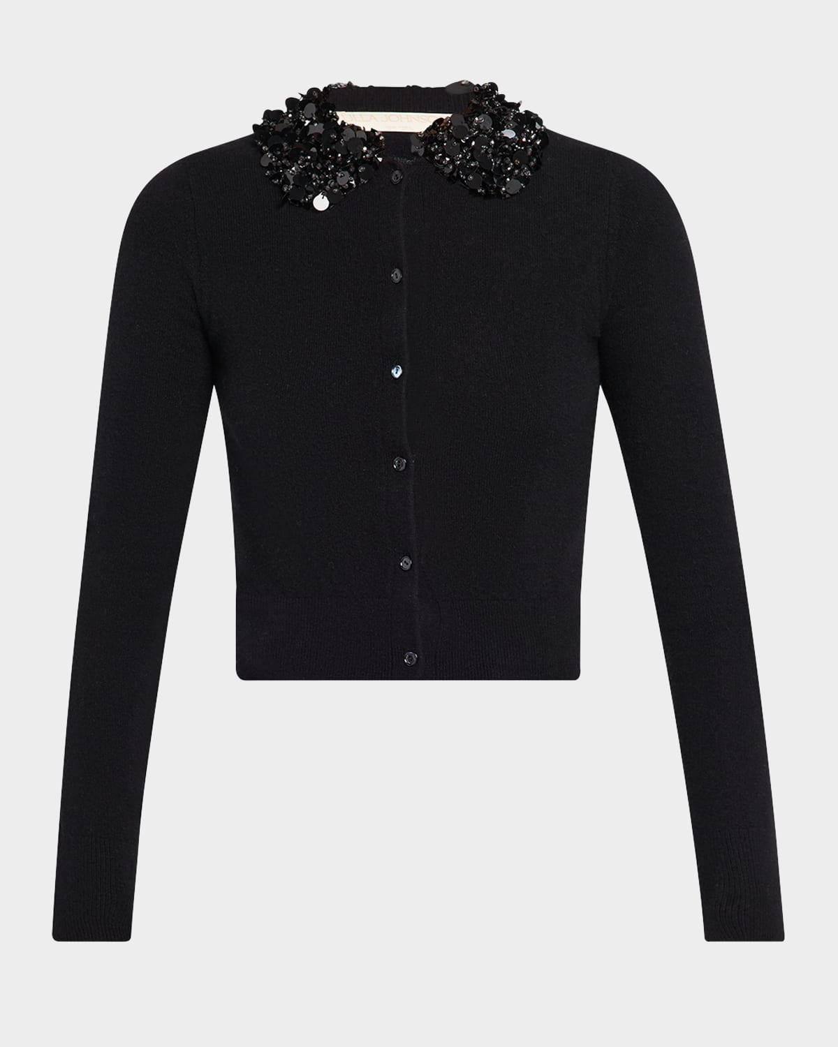Ulla Johnson Margaux Embroidered Cashmere Cardigan In Black