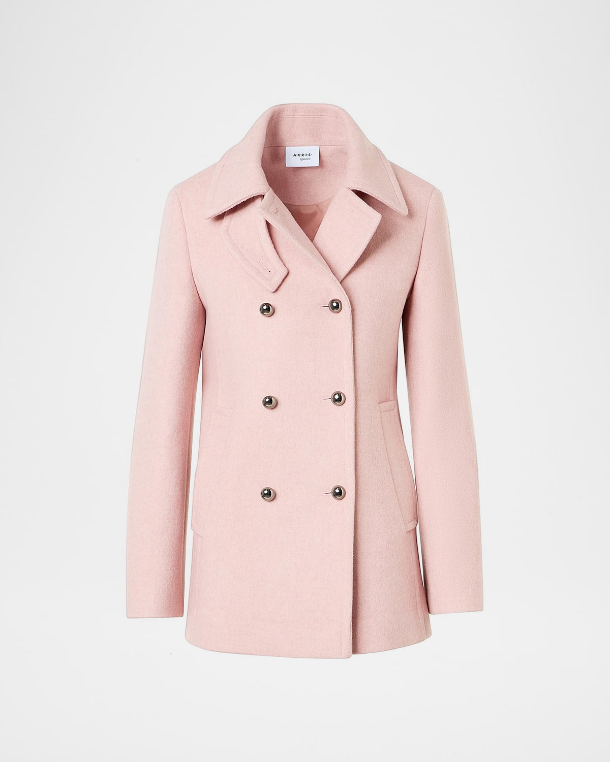Akris Punto Felted Wool Double-breasted Peacoat In Pink