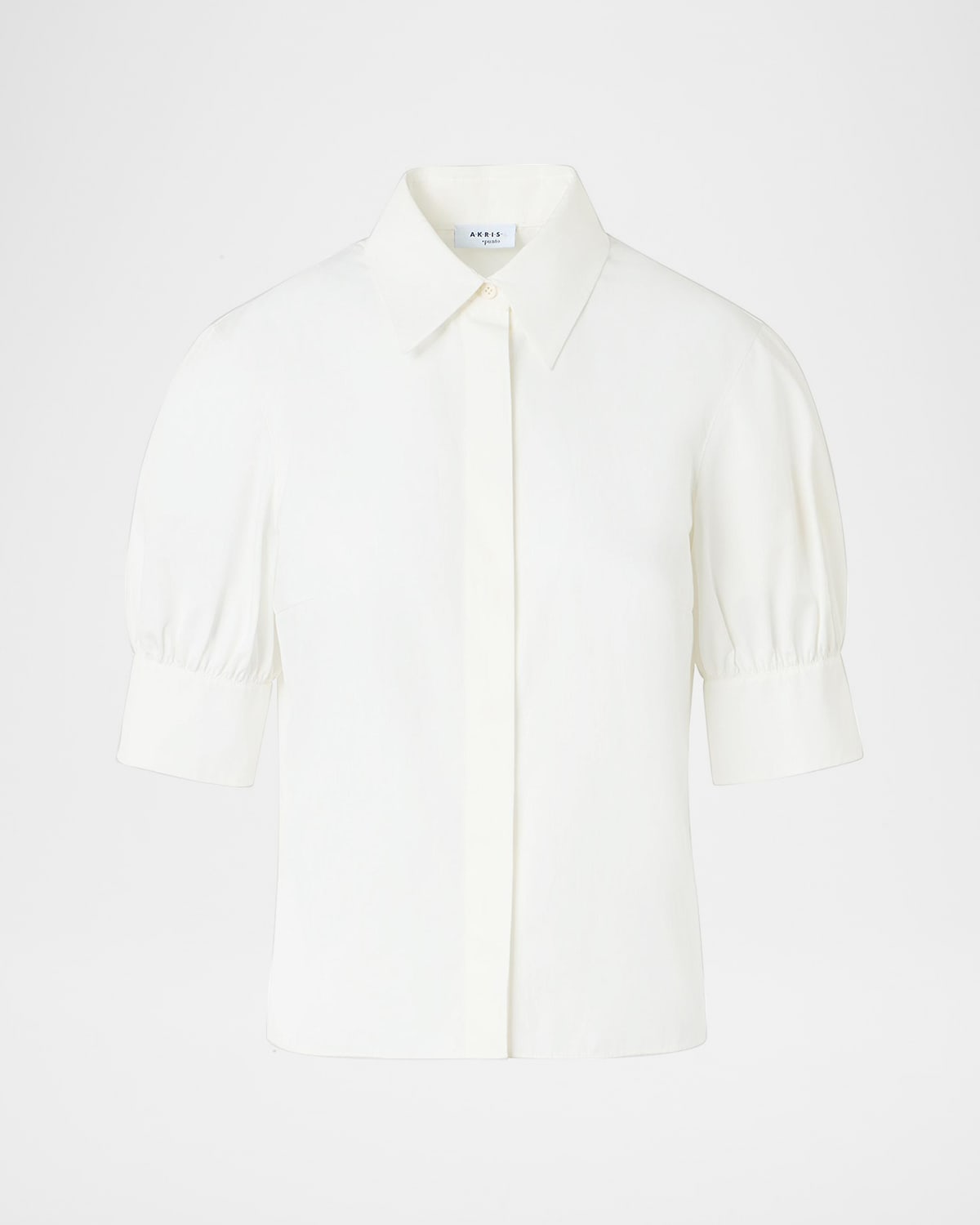 Akris punto Short Puff-Sleeve Cotton Poplin Shirt